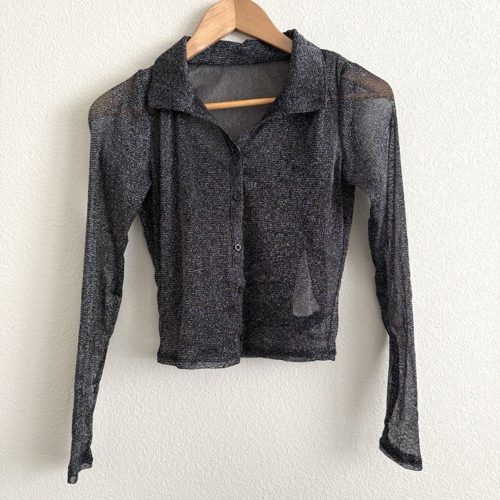 Y2K Hollister‎ Sheer Mesh Long Sleeve Top Womens Small Party Dark Feminine Party